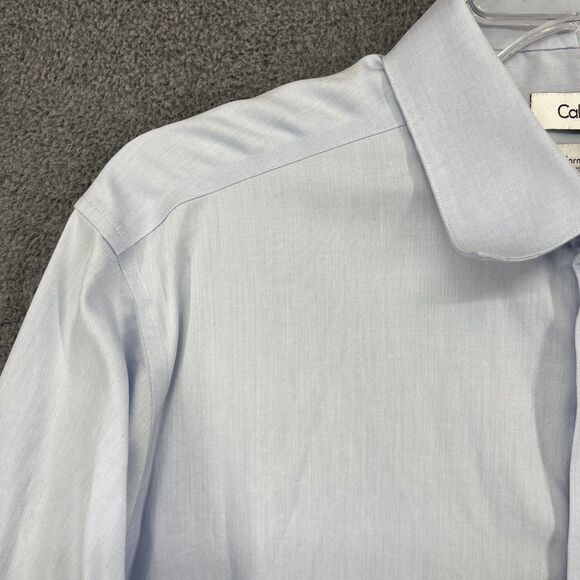 Calvin Klein Shirt Mens 16.5 34/35 Blue Slim Fit Performance Non-Iron Dress - Picture 4 of 14